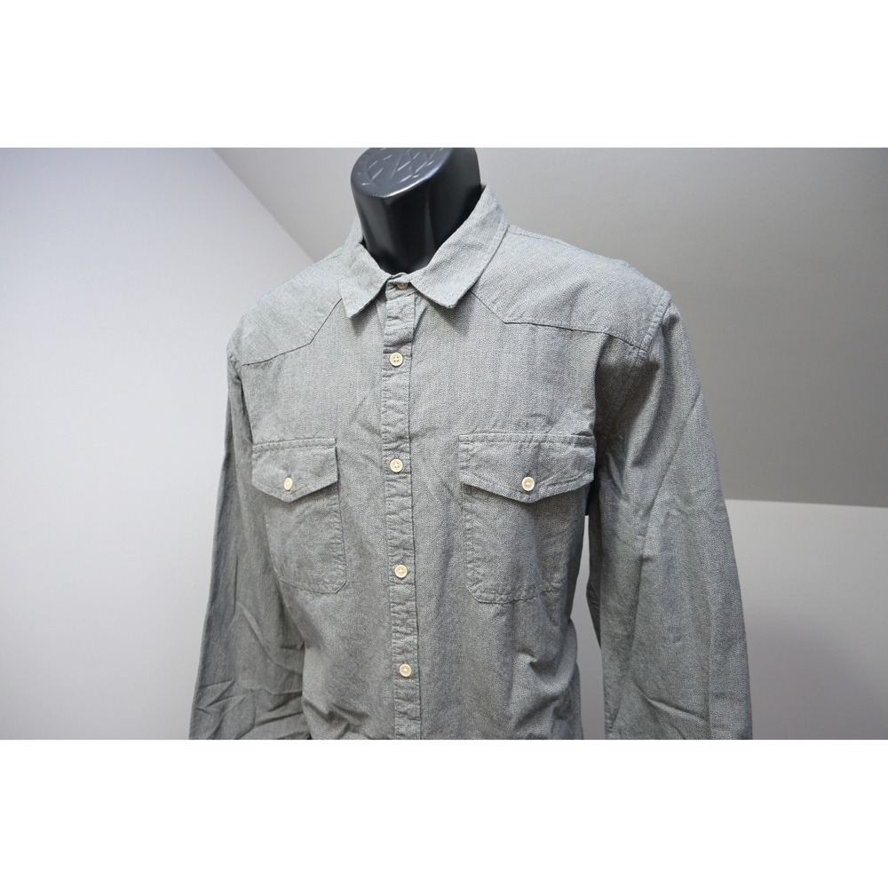 Lucky Brand Western Shirt Mens XL Grey Textured Classic Fit Long Sleeve EUC